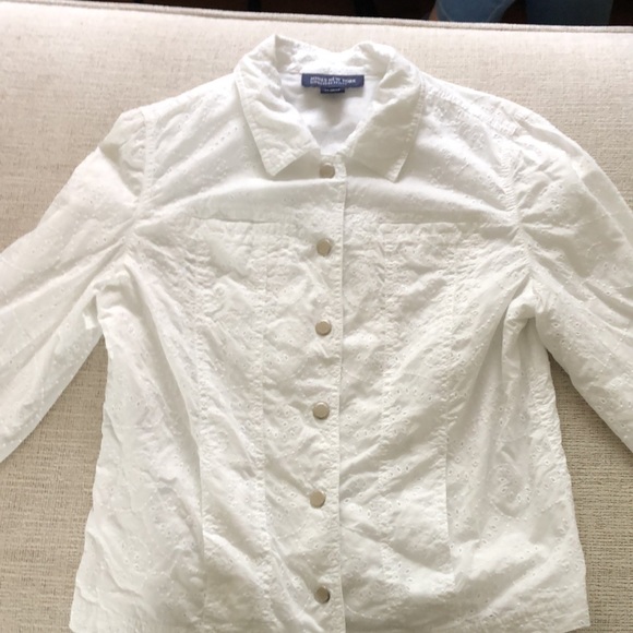 Jones New York Signature White Eyelet Jacket Petite Medium - Picture 4 of 11